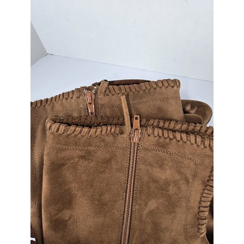 Not Rated Over The Knee Boots Womens Size 6.5 Brown Suede Block Heel Side Zip